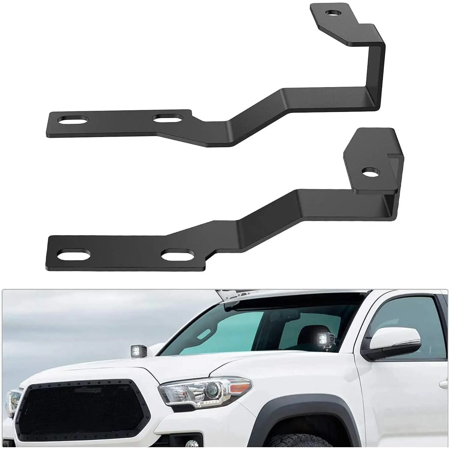 Nilight Metal Ditch Light Brackets - Simple Install A-Pillar Hood Functional Mounts, Fits 1995-2020 2nd Gen Tacoma, Supports LED Pods for Off-Road Work, Car Exterior Accessories, Metal Brackets