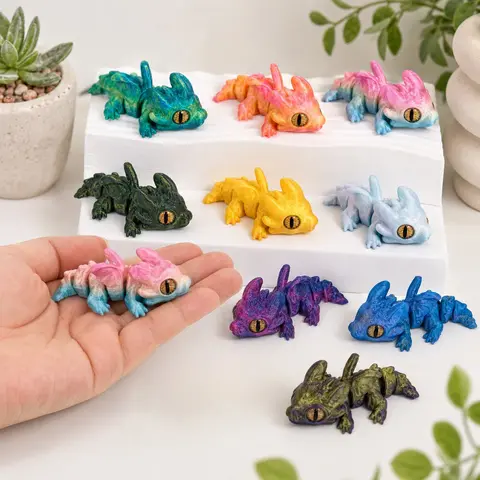 10pcs 3D Printed Small dragon, Length 6cm, PLA Material, Vibrant Colors, Joint movable, simulation eyes, flying dragon pendant, Figurine Set for collectors, Holiday Decorations, Collectible Decor, Decoration Figure