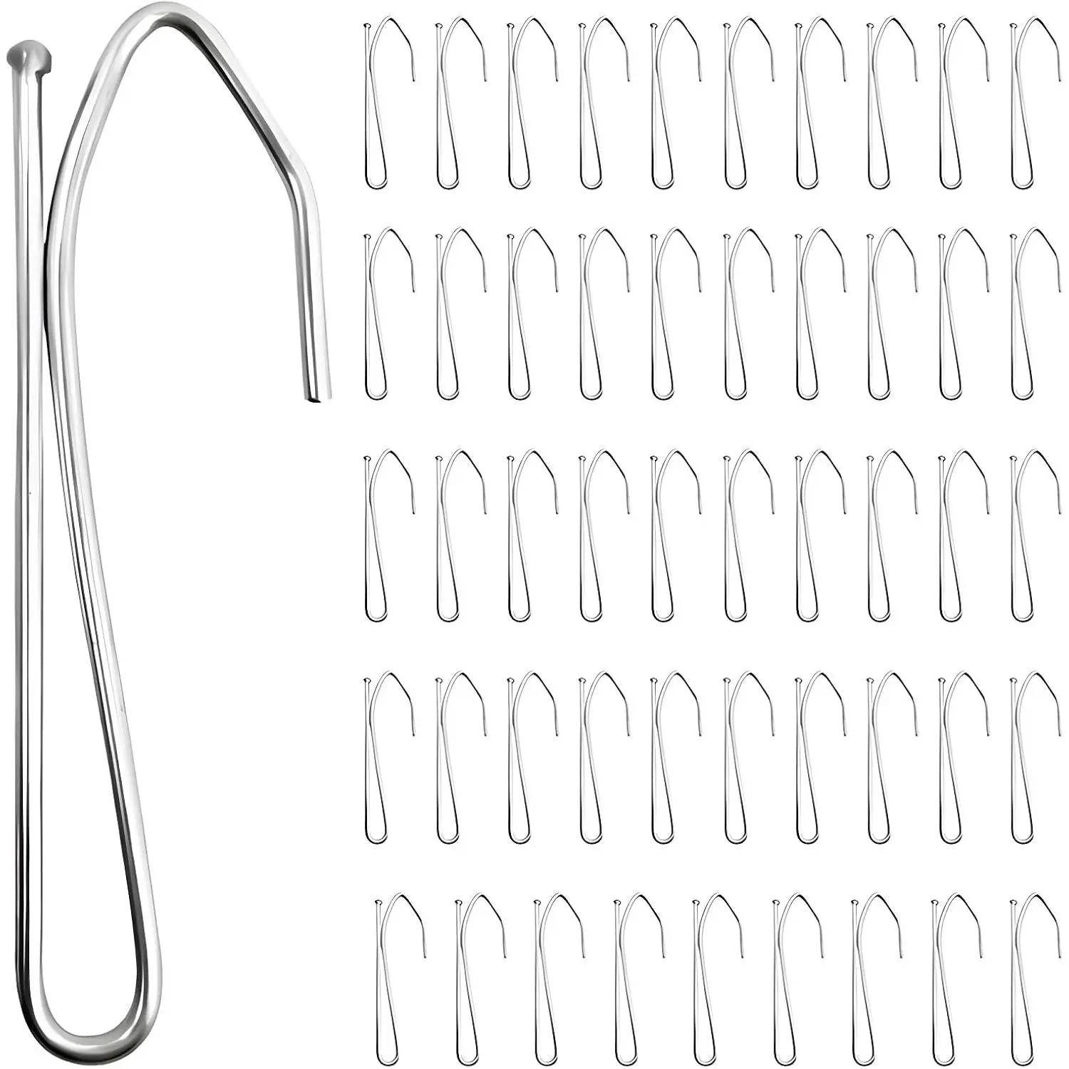 50 Pack Heavy Duty Stainless Steel Pinch Pleat Curtain Drapery Hooks, 2.68 Inch - Fabric-Safe Round Head, Fits Tracks, Rings & Heading Tape, Easy Install for Window, Shower, RV & DoorGift