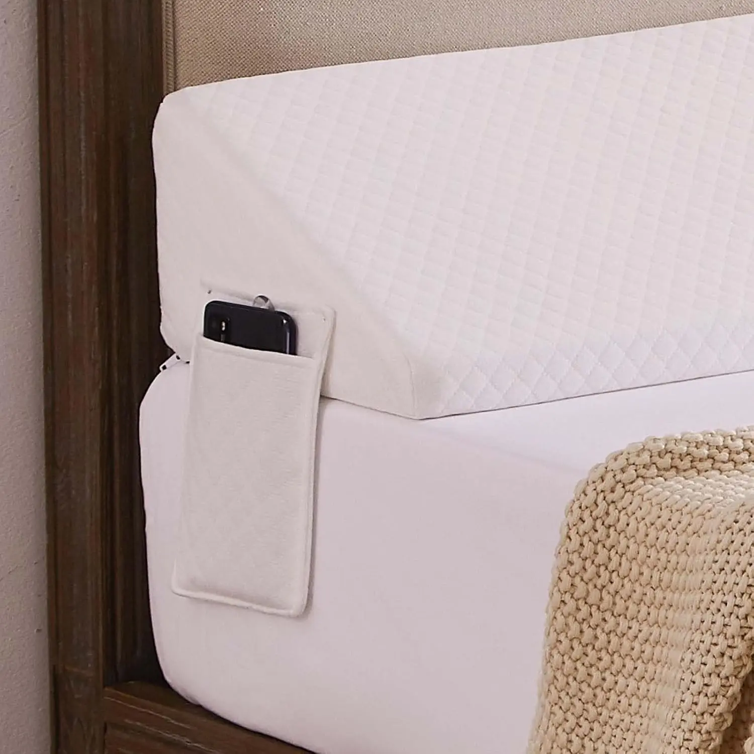 King Size (76" x 10" x 6") White Bed Wedge Pillow for Headboard, 0-8" Bed Gap Filler Triangle Bolster Pillow