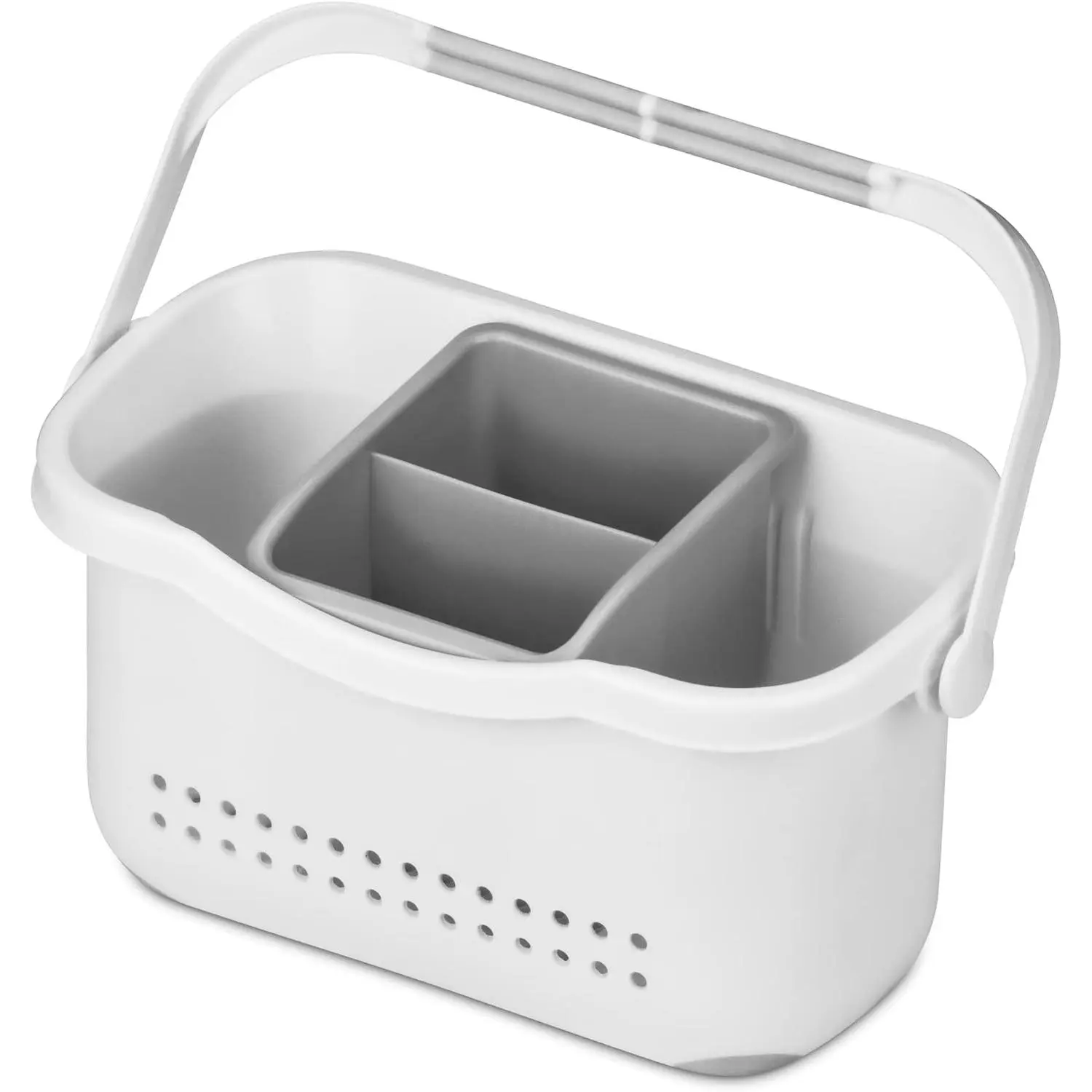 Small Shower Caddy, Anti-Slip 9x4 Bath and Beauty Plastic Organizer Basket with Detachable Compartment, Handle for Bathroom, Dorm, Toothbushes, Toothpaste, Soap, and Beauty Products.