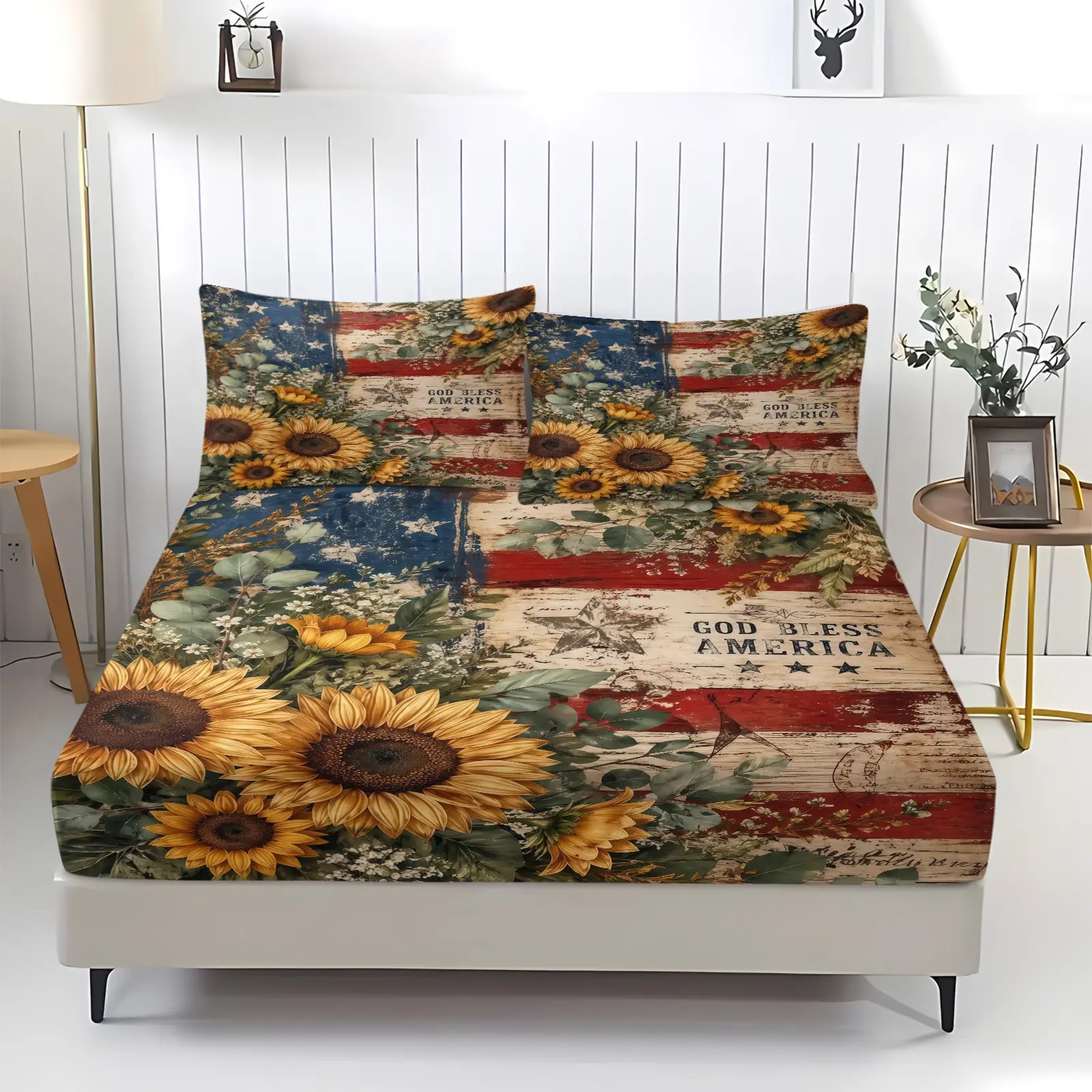 3-Piece Sunflower Pattern Fitted Sheet Set, Soft And Comfortable Bedding Set, Including 1 Sheet And 2 Pillowcases (Pillow Inserts Not Included), Suitable For Teenagers And Adults, Bedroom, Apartment, Dormitory Scene