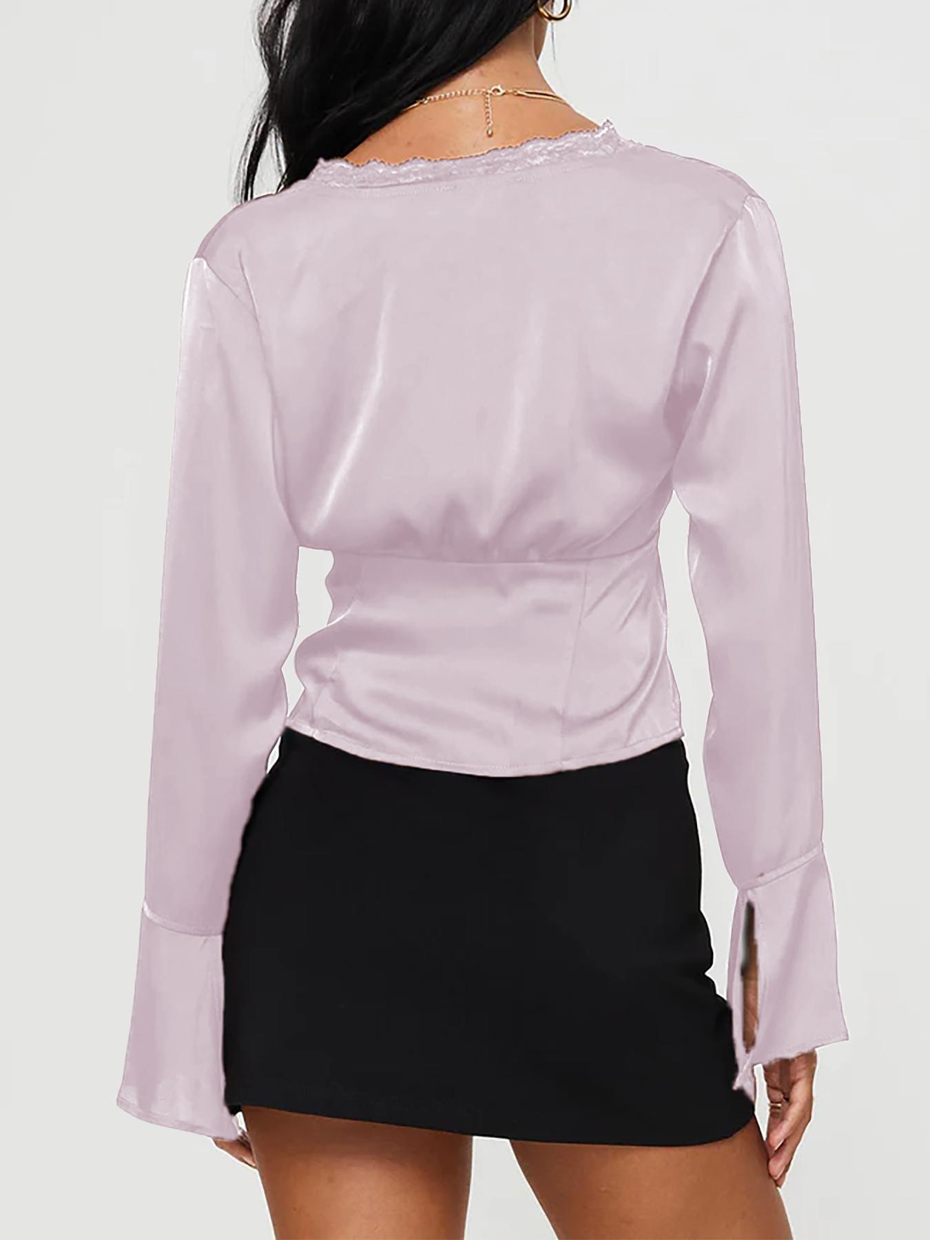 Women's Long Sleeve Blouse, Elegant Casual Top for Spring & Fall, Women's Clothing for Daily Wear