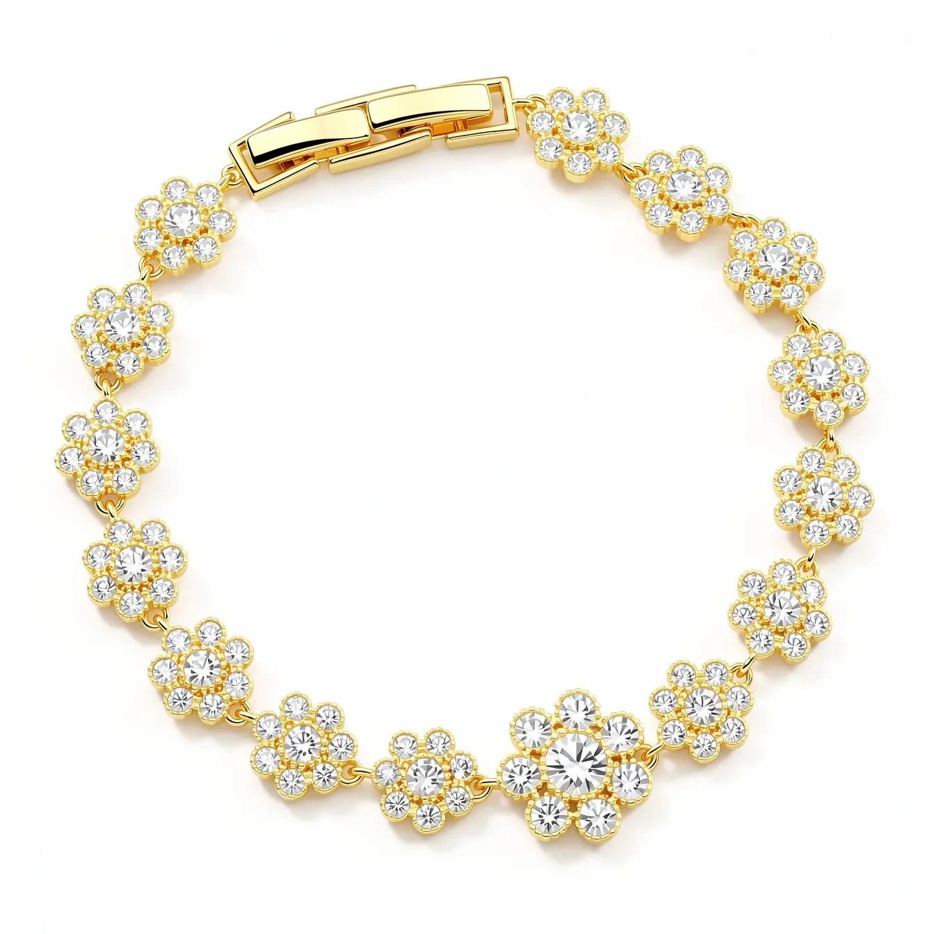 Loveden Women's 18K Gold-Plated Copper Round Cubic Zirconia Flower Bracelet - Minimalist Light Luxury Niche Elegant Design, Stackable Fashion Jewelry, Ideal Delicate Gift for Female Anniversary, Birthday Occasions,sohochic
