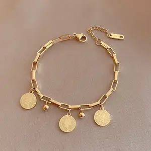 [Holiday gift Limited time event] Retro portrait coin bracelet punk goth hip-hop female round coin bracelet, Gothic Style Bracelet, Portrait Charms Bracelet