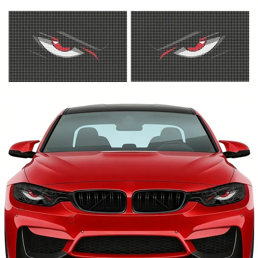 Fashion Mesh Eye Car Stickers, Waterproof Self-Adhesive Decorative Stickers, Universal Front Headlight Tail Light Decals