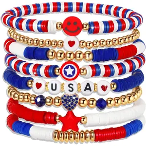Women's Stretchable Beaded Friendship Bracelet Set - Preppy, Stackable, Colorful Artificial Gemstone Bracelets - Ideal Gifts for 4th of July, Christmas