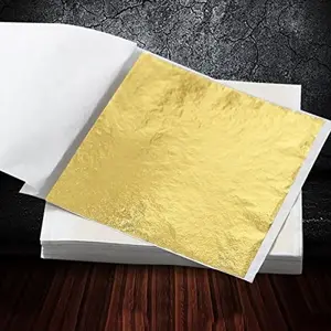 100Pcs Square Imitation Gold Leaf Sheets, Gilded Craft Materials for Nail Art & Decorations, Non-Food Grade & Non-Edible