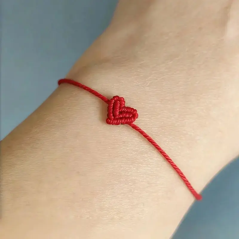 2 Pcs Adjustable Heart Braided Bracelets, Friendship Jewelry for Men and Women, for Birthdays, Weddings, Anniversaries