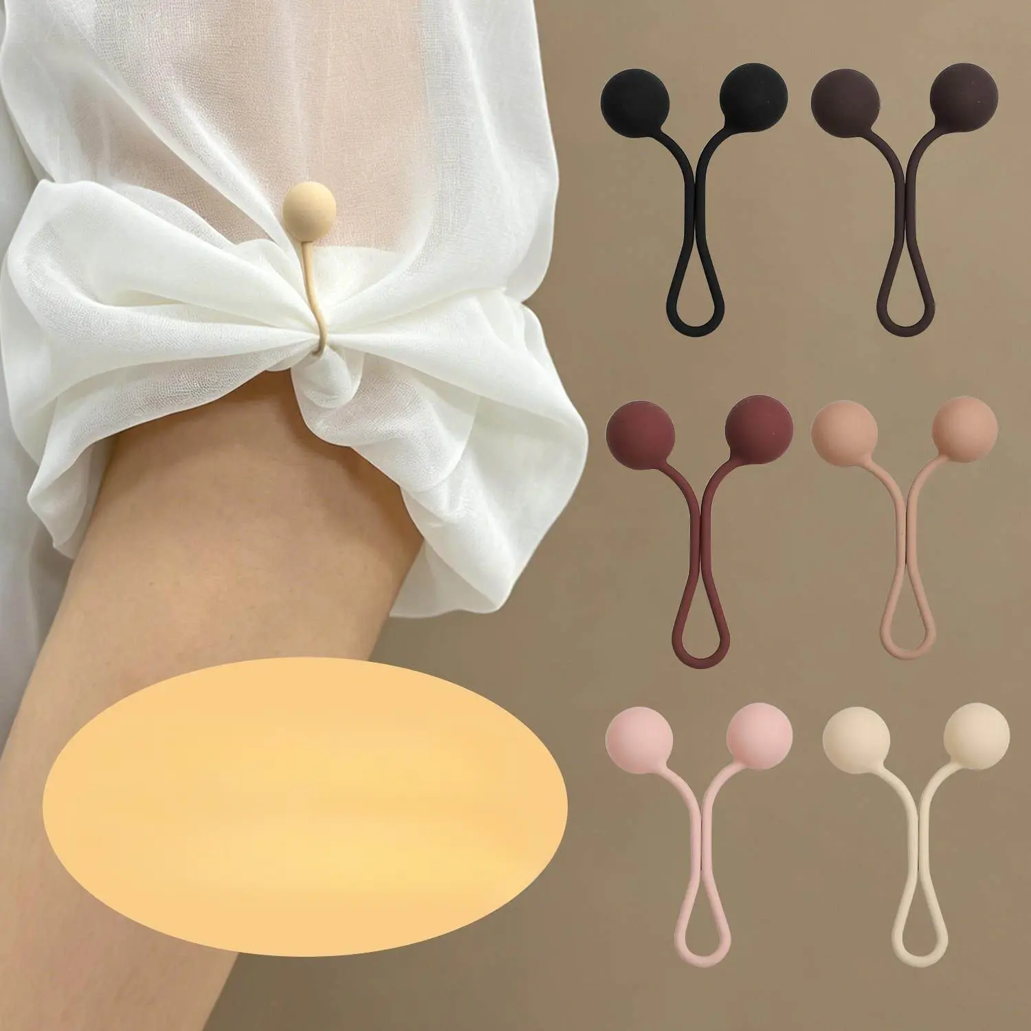 Unisex 4-Pcs Bead Design U-Shape Shirt Sleeve Roll-Up Fasteners, Adjustable No-Sew Cuff Holders, Sports & Outdoor Clothing Accessories, U-Shape Clip