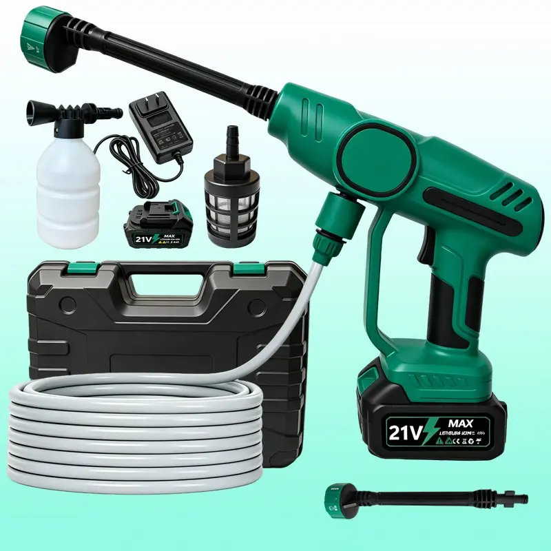 Rechargeable wireless pressure washer, portable design for car and motorcycle cleaning, adjustable nozzle, suitable for car washing, floor cleaning, yard cleaning, and gardening purposes