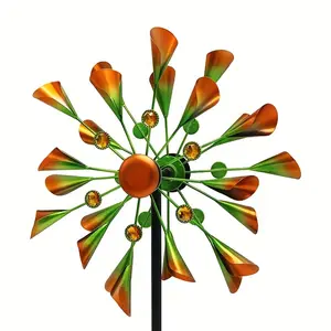 Vibrant Morning Glory Metal Windmill with Stake, Outdoor Garden Decor, No Power Needed, Ideal Party Gift, Holiday Gifts，Yard Wind Spinner
