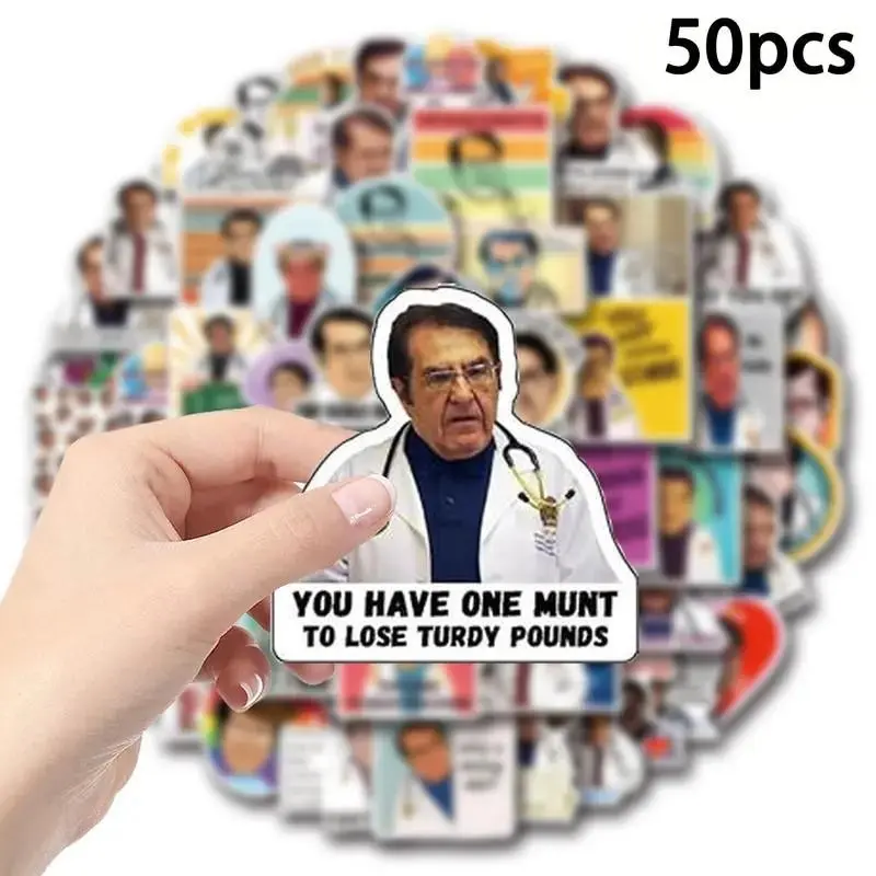 50 Cartoon Dr.now Weight Loss Motivational Stickers, Waterproof Reusable Decals, Fun Decorative Stickers for Water Bottles, Notebooks, Etc