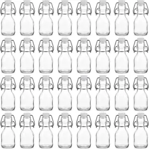 Kingrol 30 Pack 2 oz Glass Bottles with Swing Top Lids, Small Airtight Bottles for Vanilla Extract, Juice Shot, Maple Syrup, Mini Glass Bottles for Wedding Party Favors & DIY Gifts