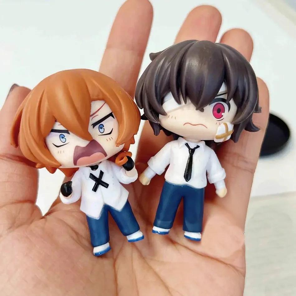 Q version 7cm bungo dogs vagrants dazai osamu chuuya nakahara figure pvc Japanese cartoon model statuettes decoration toy collec