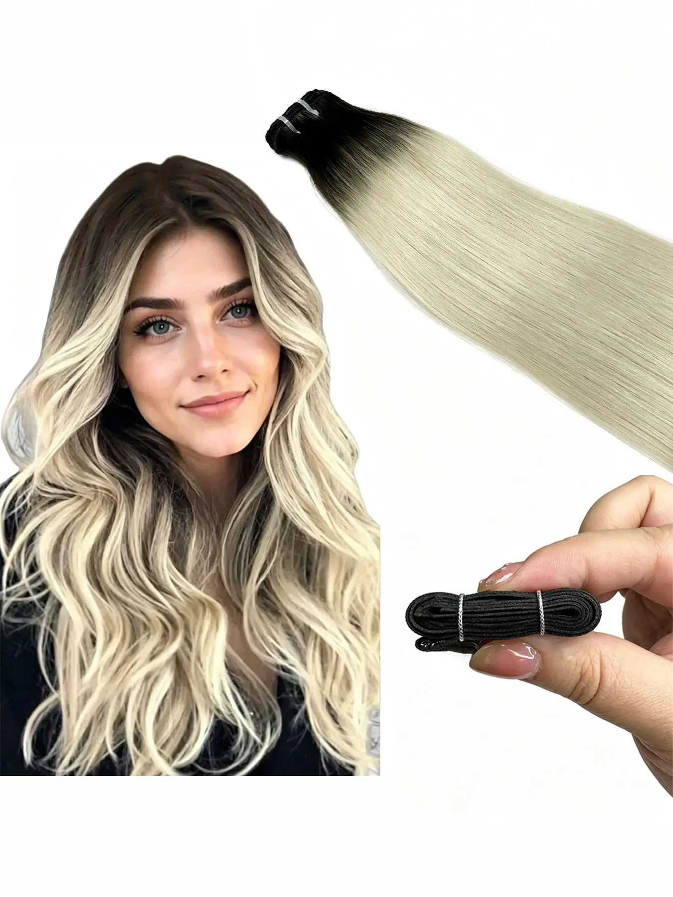 【Salon Professional Genius Weft】Timia New Arrival Hand Tied Human Hair Extension 50g/pack 16inch-28inch, Ombre Balayage Highlight Chocolate Light Dark Brown Ash Blench Honey Blonde Color, Invisible Sew In Virgin Hair For Wedding Party Festival Daily Use