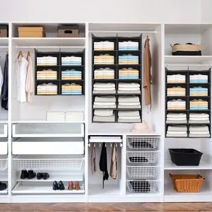 2pc Layered Hanging Storage Bags, Multi-Layer Organizer for T-Shirts, Hats, Pants, Shoes, Toys, Space-Saving Closet Accessories