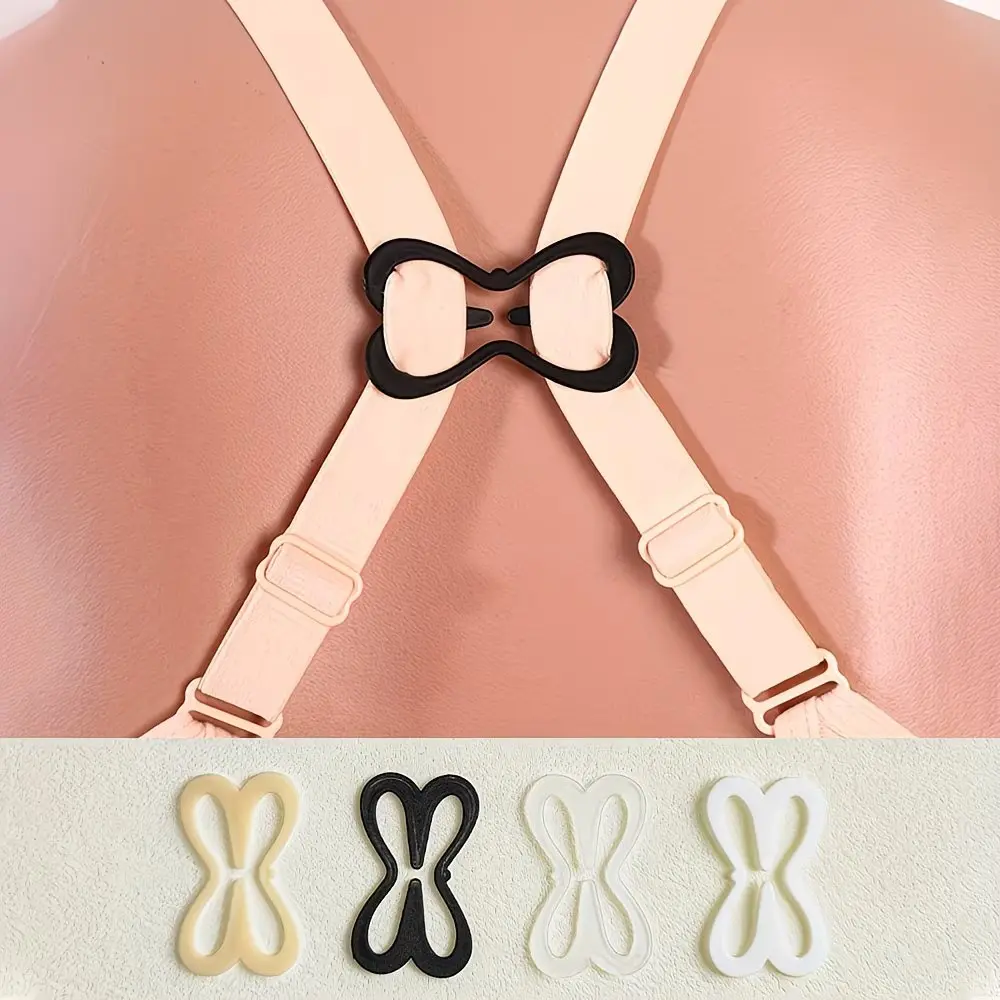 4-Pack Dragonfly Invisible Bra Clips, Anti-Slip Cross Shoulder Strap Hooks, Seamless Bra Fasteners, Comfortable & Discreet Design