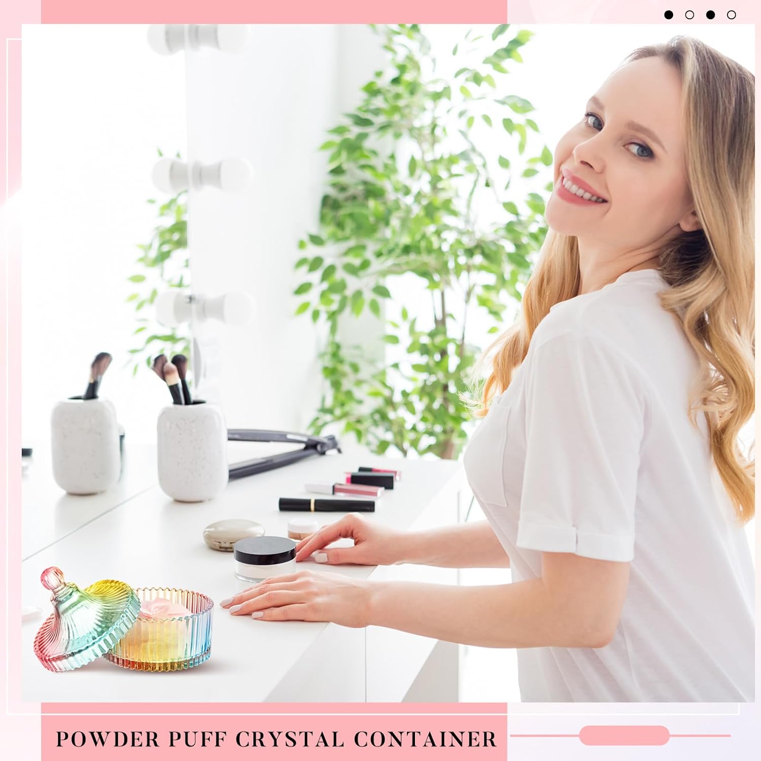 2 Pack Large Body Powder Puff with Storage Case Crystal Shell Soft Reusable Velvet Face Body Wet Dry Use Glitter Party Gift Set Classic Colorful Design