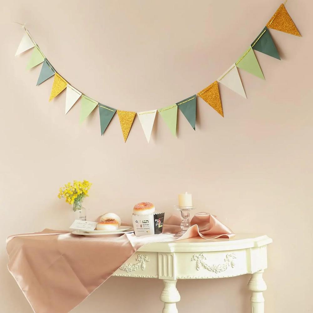DIY Triangle Pull Flag Birthday Wedding Party Decoration, Colorful Flags Holiday Banner, Kindergarten Classroom Birthday Party Scene Setup
