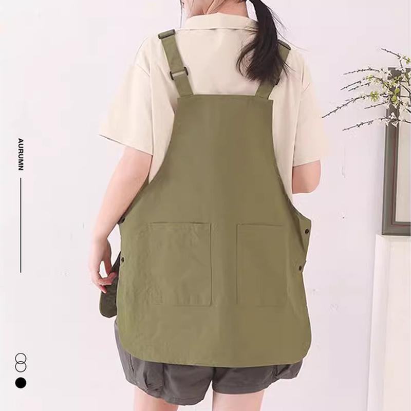 Japanese Waterproof Apron, Unisex Kitchen & Coffee Shop Workwear, Dual-Sided Design, Pockets for Storage, Back-To-School Season Essential
