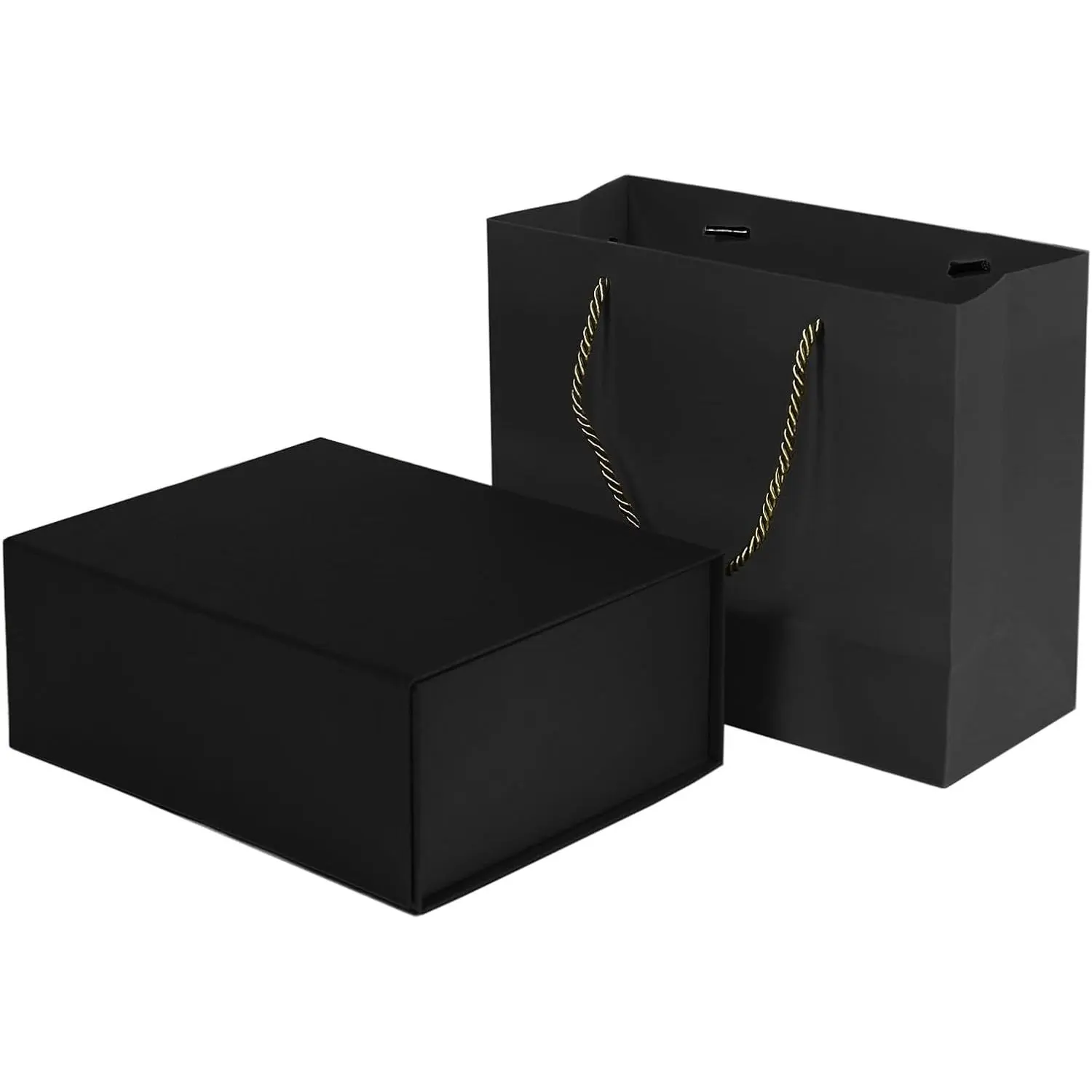 Luxury 9.8"x7.9"x4"  Box with   Closure Rectangle Collapsible for Christmas  Boxes with   Closure Rectangle Collapsible for Christmas, Halloween, Birthday,Valentine's Day  Packging (Black)