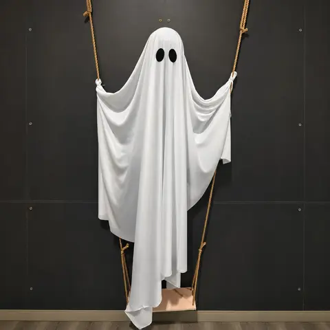 Large Halloween Hanging Swing Ghost Decoration, LED Lights with Remote Control for Outdoor Yard & Tree Hanging, Festive Decoration Halloween Party Decor