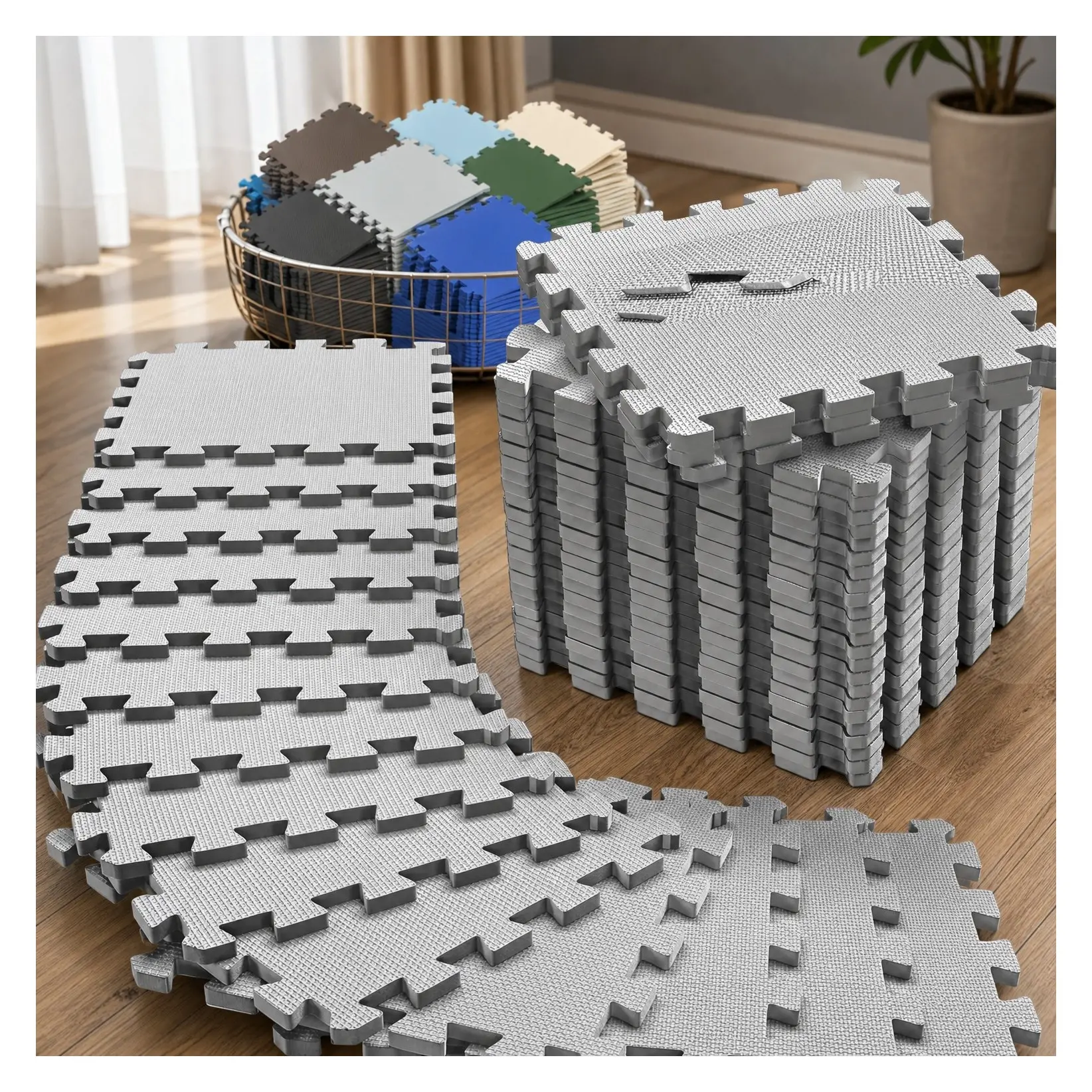 EVA Interlocking Foam Floor Tiles Gym Mats Set - Workout Exercise Puzzle MatGift