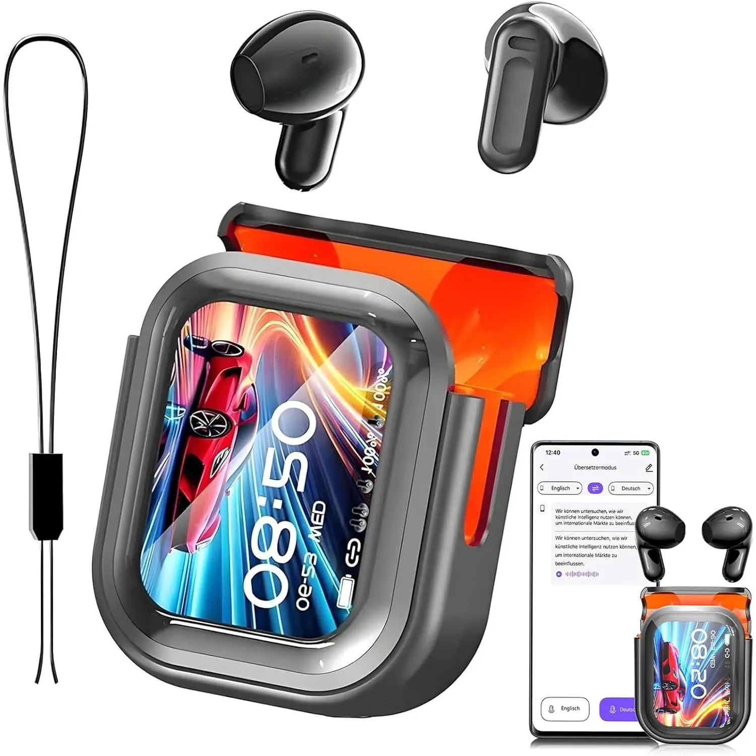 AI Translation Earbuds, Real-Time 135 Languages Translator Earphones, English Spanish Audio Translator, Bluetooth 6.0 Wireless Headphones for Travel, Business, Meeting, LearningGift