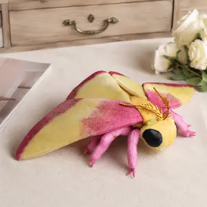24cm/9.44in Rosy Maple Moth Plush, Large Realistic Insect Stuffed Animal, Ultra-Soft Cute Moth Plush Doll Inspired by Nature & Forest Creatures, Aesthetic Room Decor, Bedroom & Desk Decoration, Collectible Gift for Teens, Adults & Insect Lovers