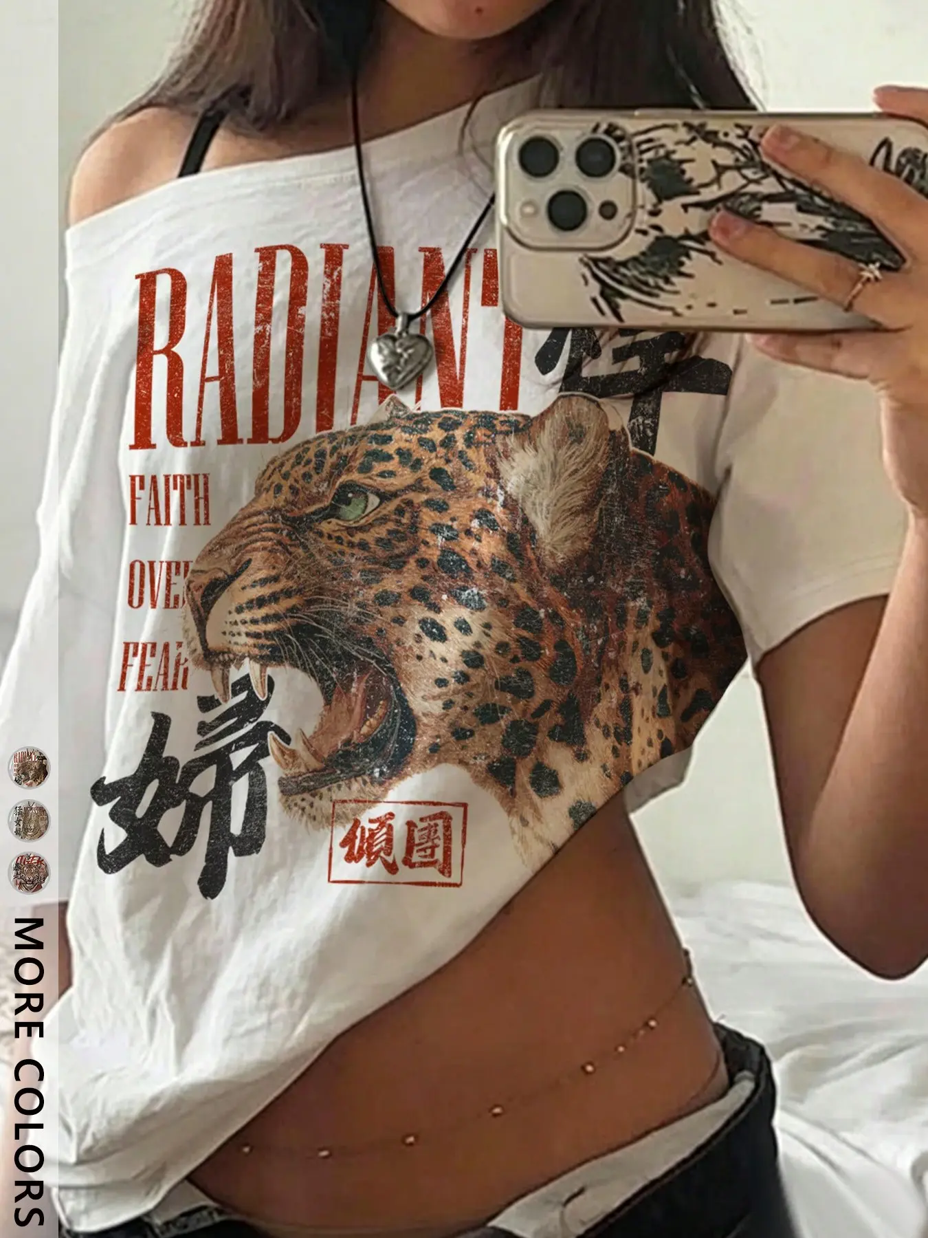 Women's Short Sleeve Asymmetric Tiger Letter Print Top, Fashionable Party Shirt, Slim Fit, Sexy Shoulder Reveal, Summer Casual T-Shirt, Fitted Tee, Streetwear