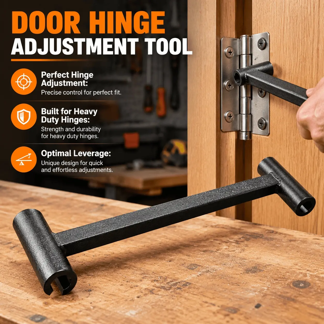 1PC Door Hinge Adjustment Tool, heavy-duty Hinge Gap Adjustment Wrench, Fire Safety Clean Room Door Repair Tool, Alloy Steel, 37 X 10.8 X 2.5cm