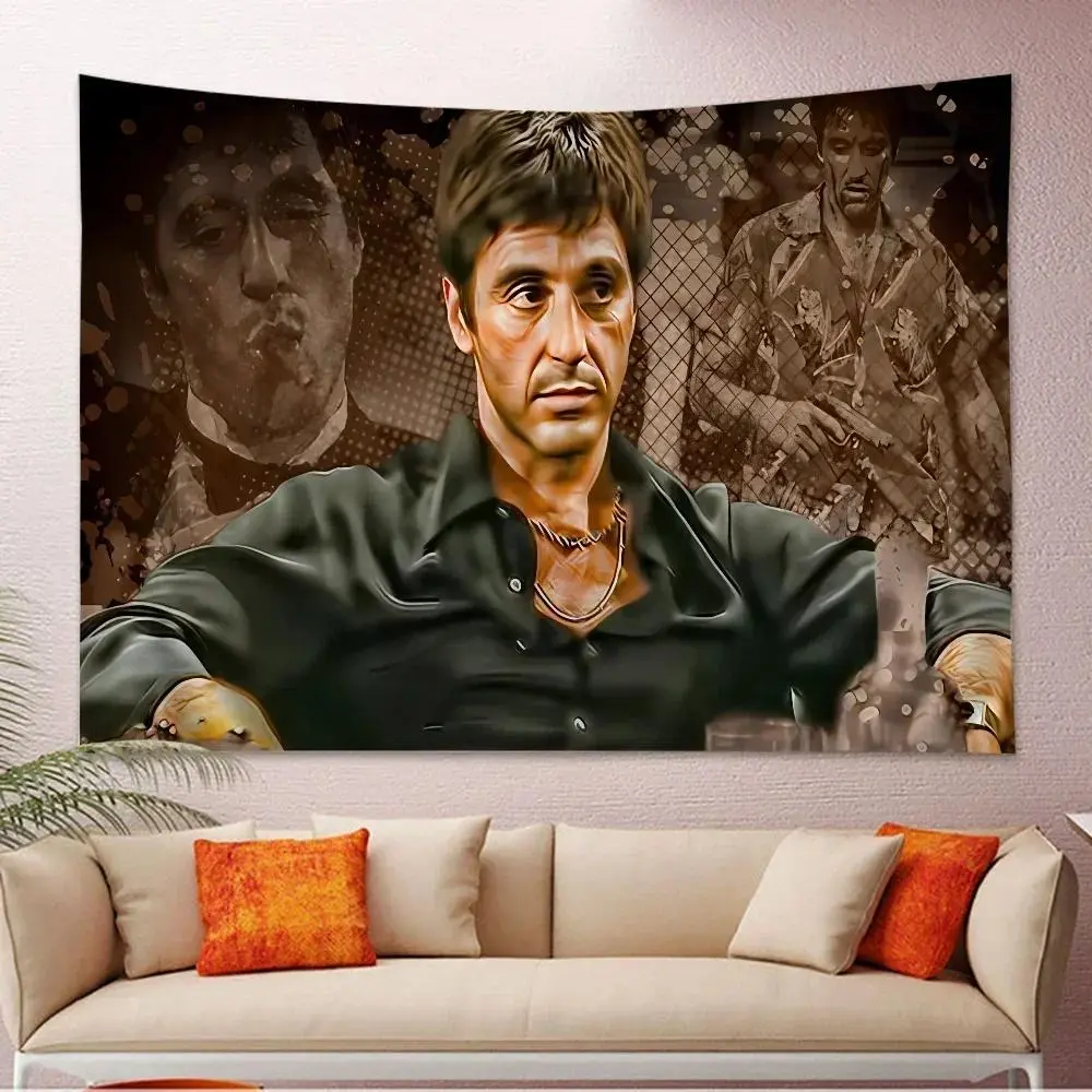 Scarface Al Pacino Movie Poster Tapestry Wall Art - Classic Gangster Film Curtain, Room Window Decor, Photo Backdrop, Man Cave Gift for Home Theater