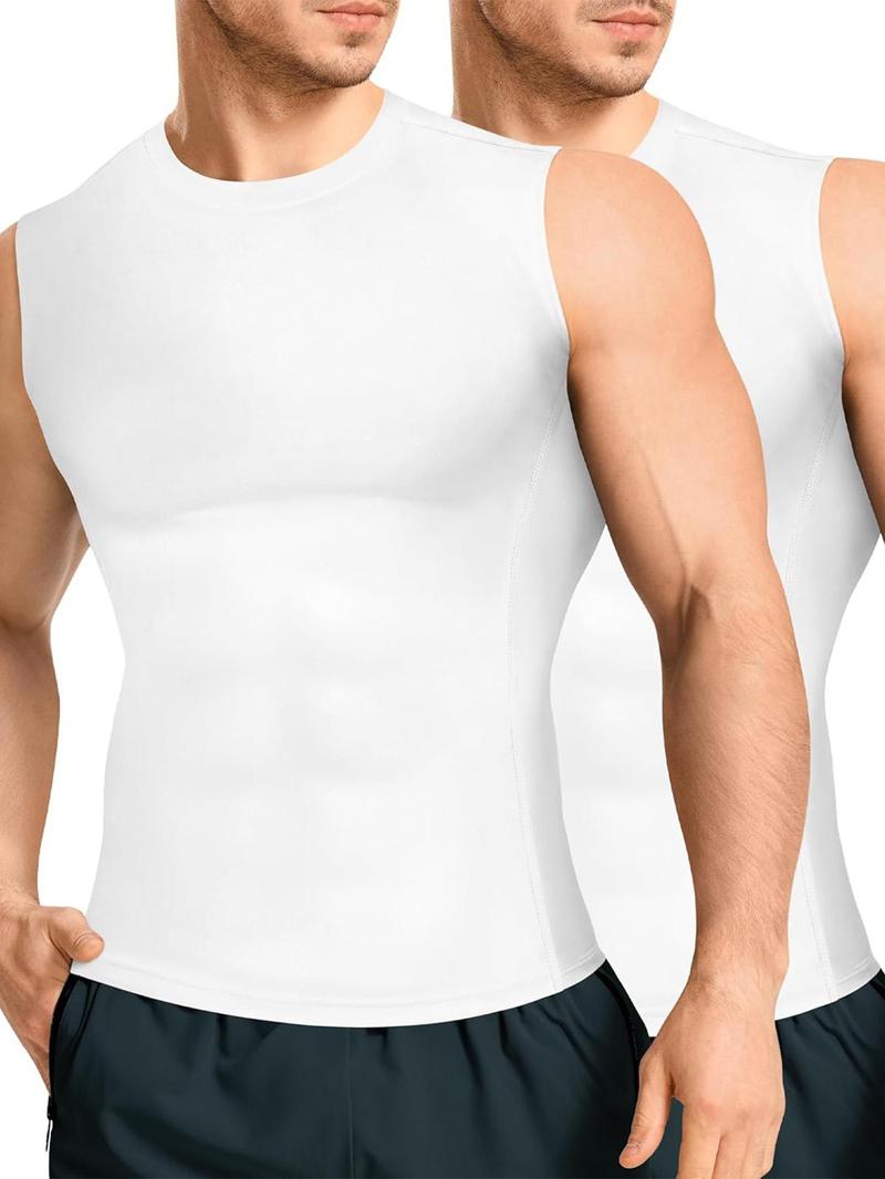 Men's Solid Color Compression Top, High Stretch Breathable Sleeveless Shapewear Top, Tummy Control Shaper for Men, Compression Shapewear Tops