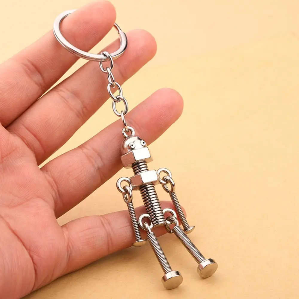 Creative Robot Zinc Alloy Keychain with Detachable Screw Design, Trendy Unisex Accessory for Car Keys and Backpacks, Novelty Gift, Everyday Use, Creative Detachable Screw Design, Casual Charm, Summervibes, Men/Women, Unisex Look, 2026 New, Friends