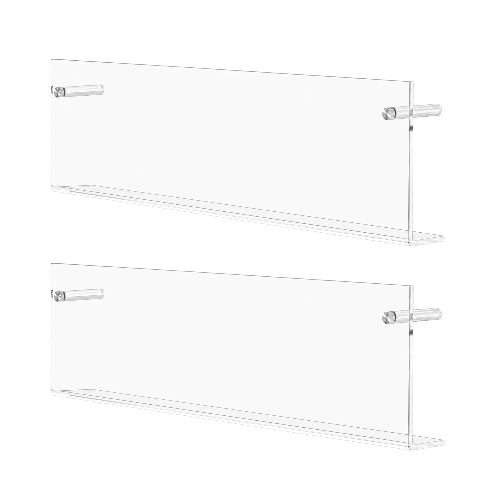 2-Pack Acrylic Wall-Mount Magazine Rack, Transparent Wall File Holder Organizer for Magazines, Comic Books, Vinyl Records, Folders, Modern Space-Saving Home Office Waiting Room Storage (40cm/56cm Length)