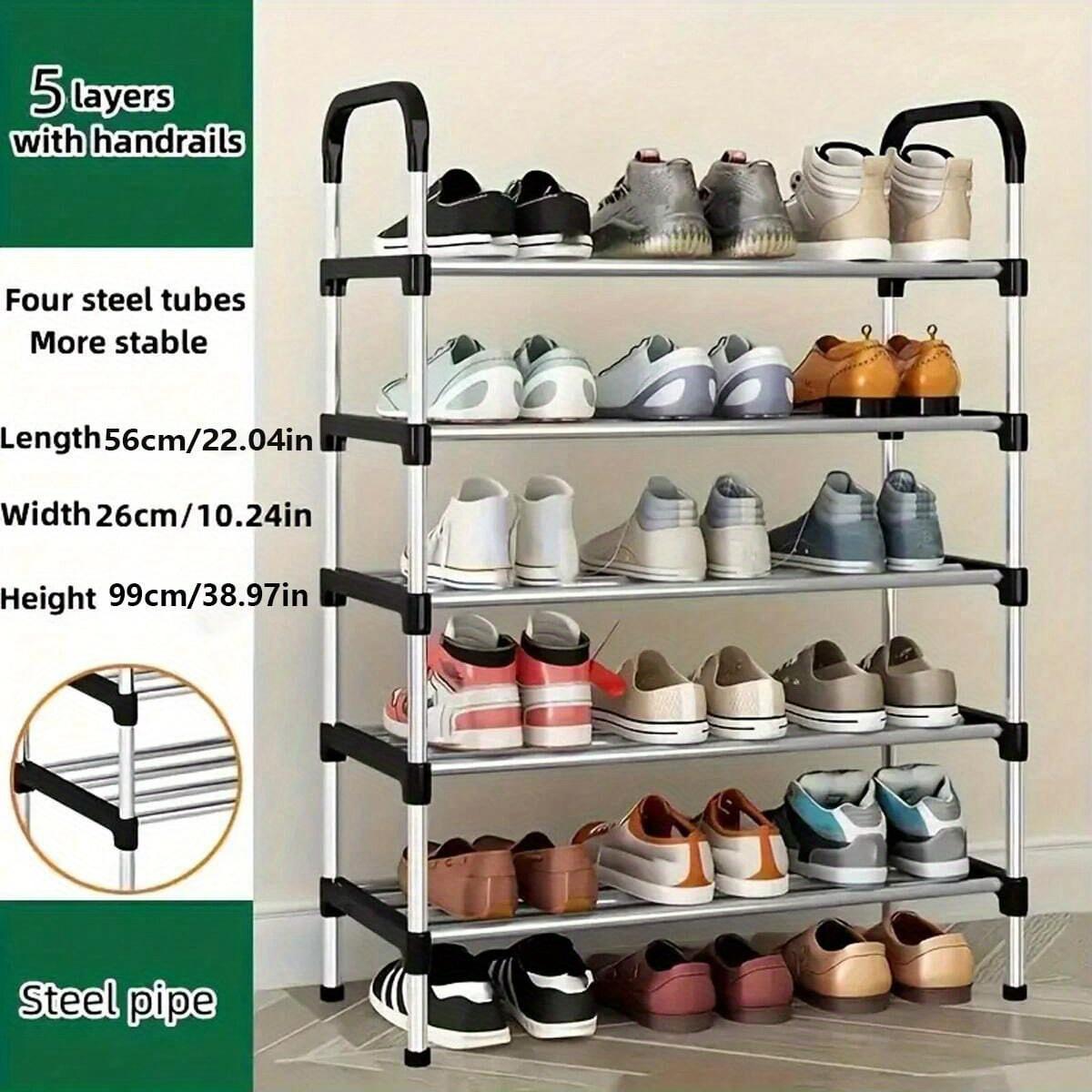 Stackable Shoe Rack Organizer, Shoe Storage Organizers, 4-7 Layer Space-Saving Design, Easy Access Without Dust Cover, Ideal for Home Use, No Assembly Required
