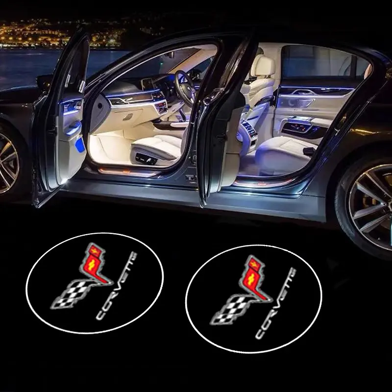 2PC Led Car Door Welcome Light Logo Shadow Projector Laser Lamp for Corvette C1 C2 C3 C4 C5 C5 C6 C7 C6-R C8 Auto Accessories