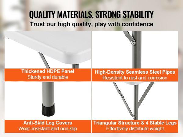 VEVOR Mahjong Table Fold-in-Half 4 Player Card Table & Wear-Resistant Tabletop