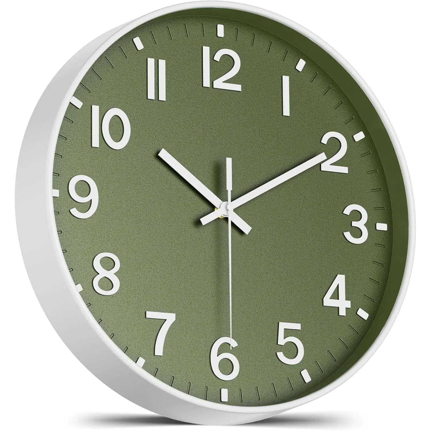 Silent Wall Clock Non-Ticking  Operated – Modern Olive Green Analog Wall Clock for Living Room, Kitchen, Office, Bedroom – Stylish  Wall Decor Clock, 8 Inch