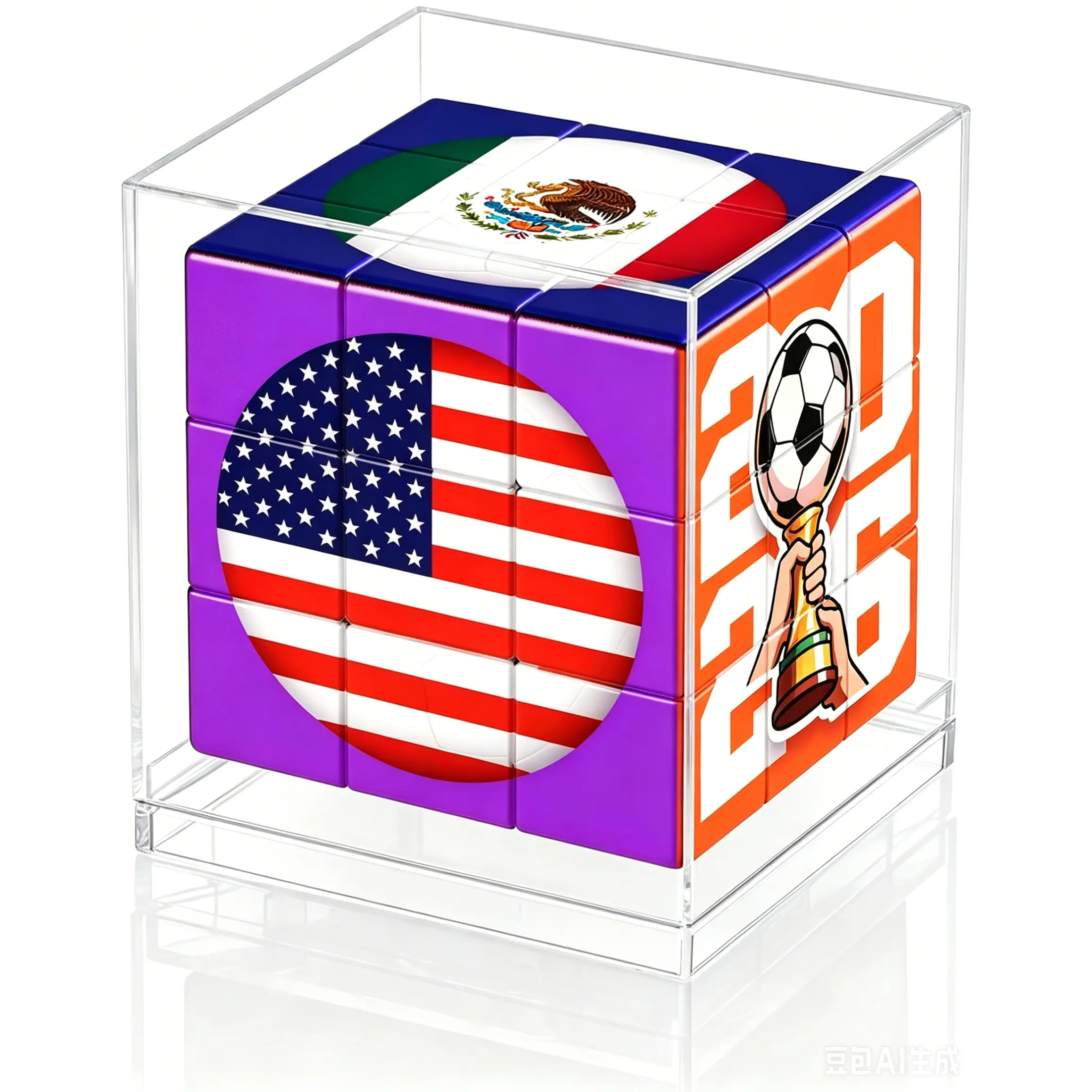 2026 Soccer 3x3 Speed Cube - Unisex ABS Educational Brain Puzzle Toy with Fade-Resistant UV Printing, 2026 Soccer Spirit Collectible Keepsake, for Brain Training, Stress Relief, Youth League Prizes, Birthday Party Favors