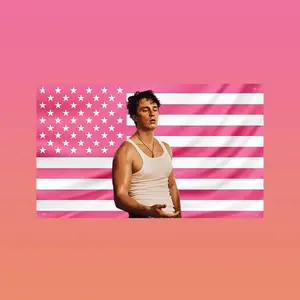 Drew Starkey Pink American Flag Tapestry | Rafe Cameron Outer Banks Wall Flag | Hot Boy Aesthetic Poster | Trendy Dorm Frat Room Decor
