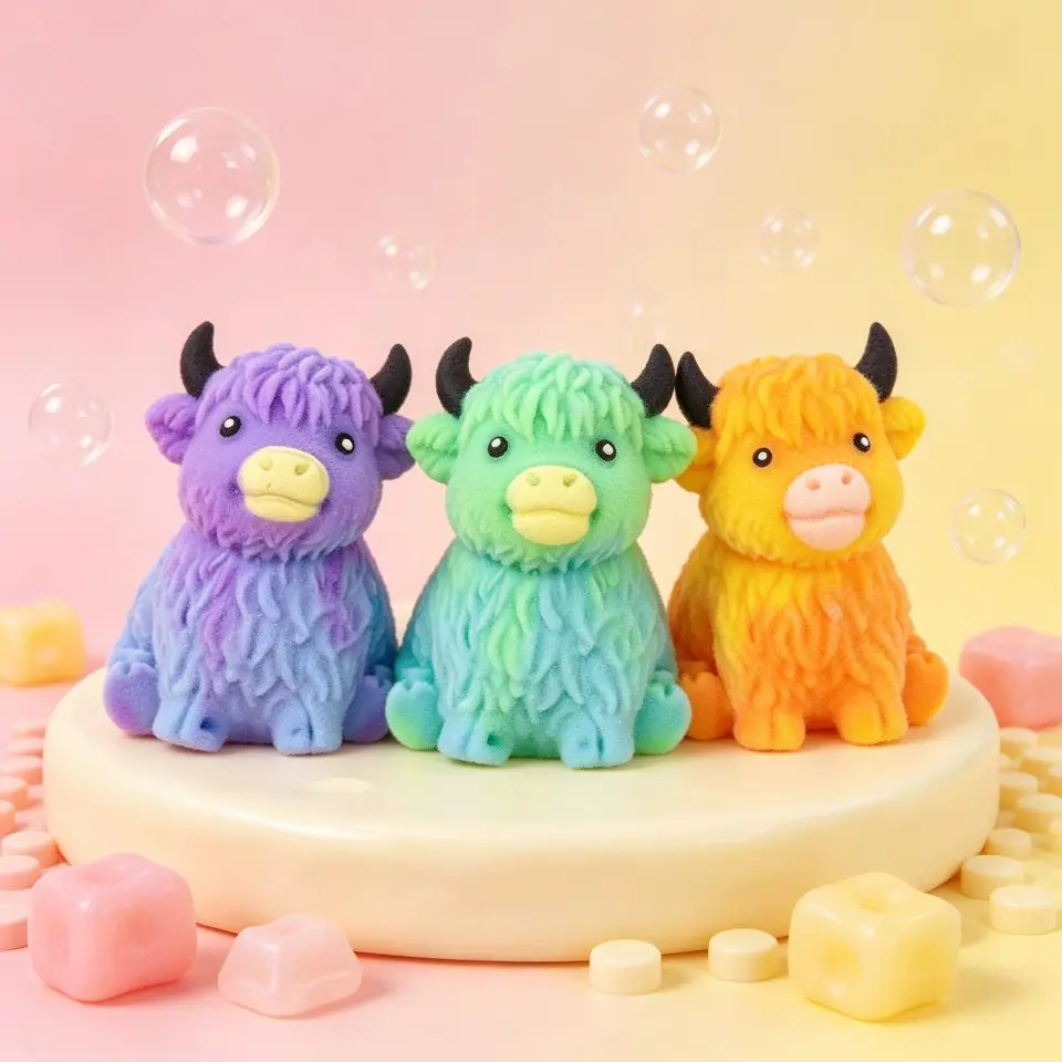 Gradient Highland Cow Squishies Stress Toy – Slow-Rising Stress Relief Fidget, Cute Cow Squeezable Stress Balls for Adults