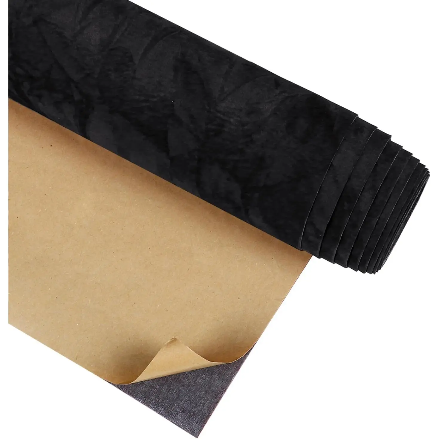 Crinkle Crushed  Wallpaper 12"x80" Black Peel and Stick Wallpaper Self Adhesive  Flocking Liner for  Drawer Box Lining Black Felt Sheets for DIY Crafts Displays Accent Wall