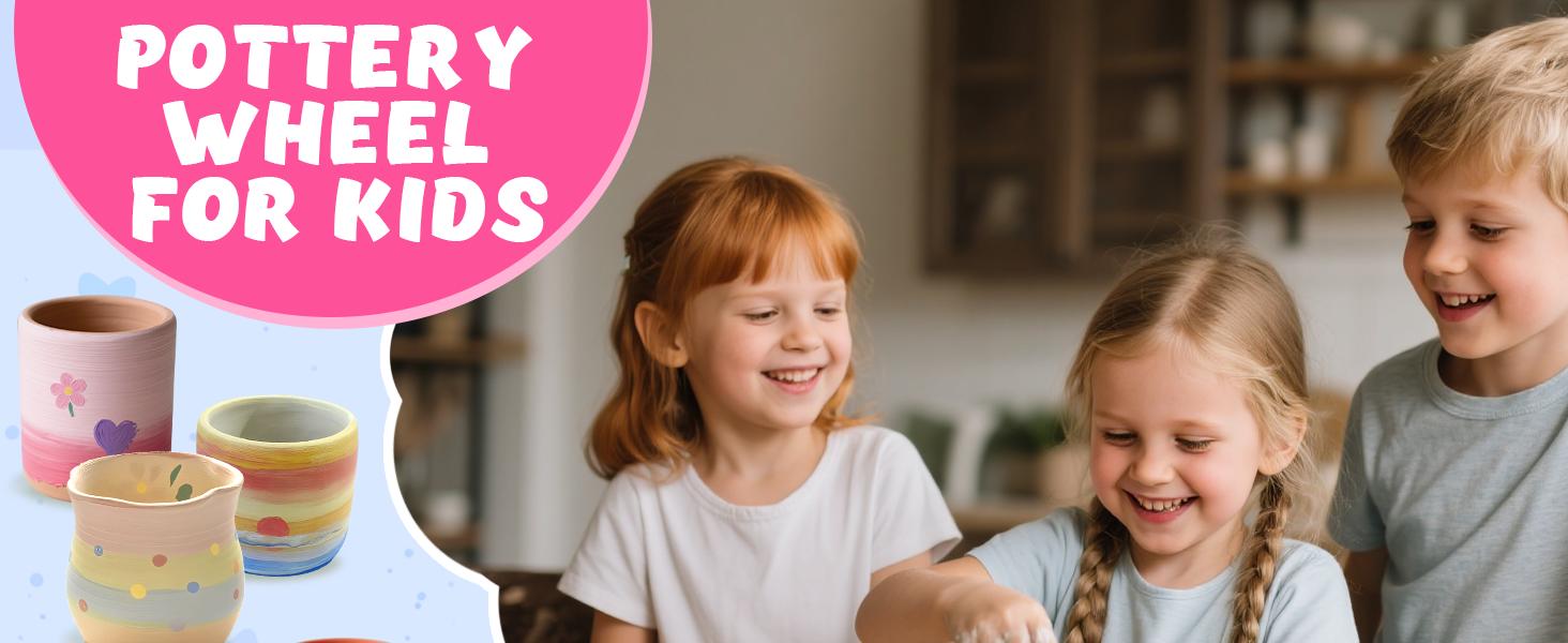 Pottery Wheel for Kids with Clay Kit - , Complete Pottery Kit with Air Dry Clay and Painting Tools, Easter Christmas Birthday Gift for Boys Girls