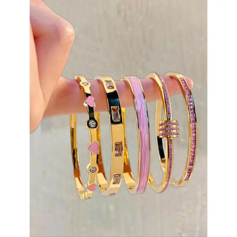 Elegant Fashion Bangle Bracelet Set, Stainless Steel Fashionable Eternal Lightweight Bangle, Very Suitable for Parties, Gatherings and Birthday Gifts