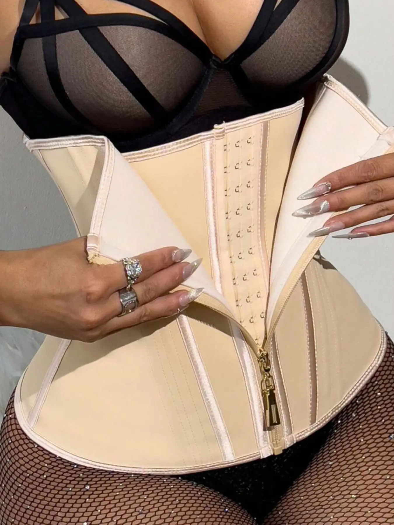 Luxurious Latex Shapewear Waist Cincher, Dual Zipper and Hook Closure, Strong Compression, Plus Size Postpartum Wear, Daily Use,shaper,waist trainer,girdle