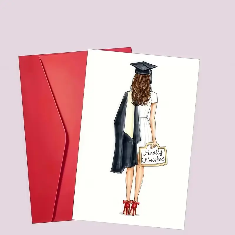 Happy Graduation Card, Best Wishes for Friends, Sons, Daughters, Classmates, Elegant Congratulatory Card, Higher Education Gift