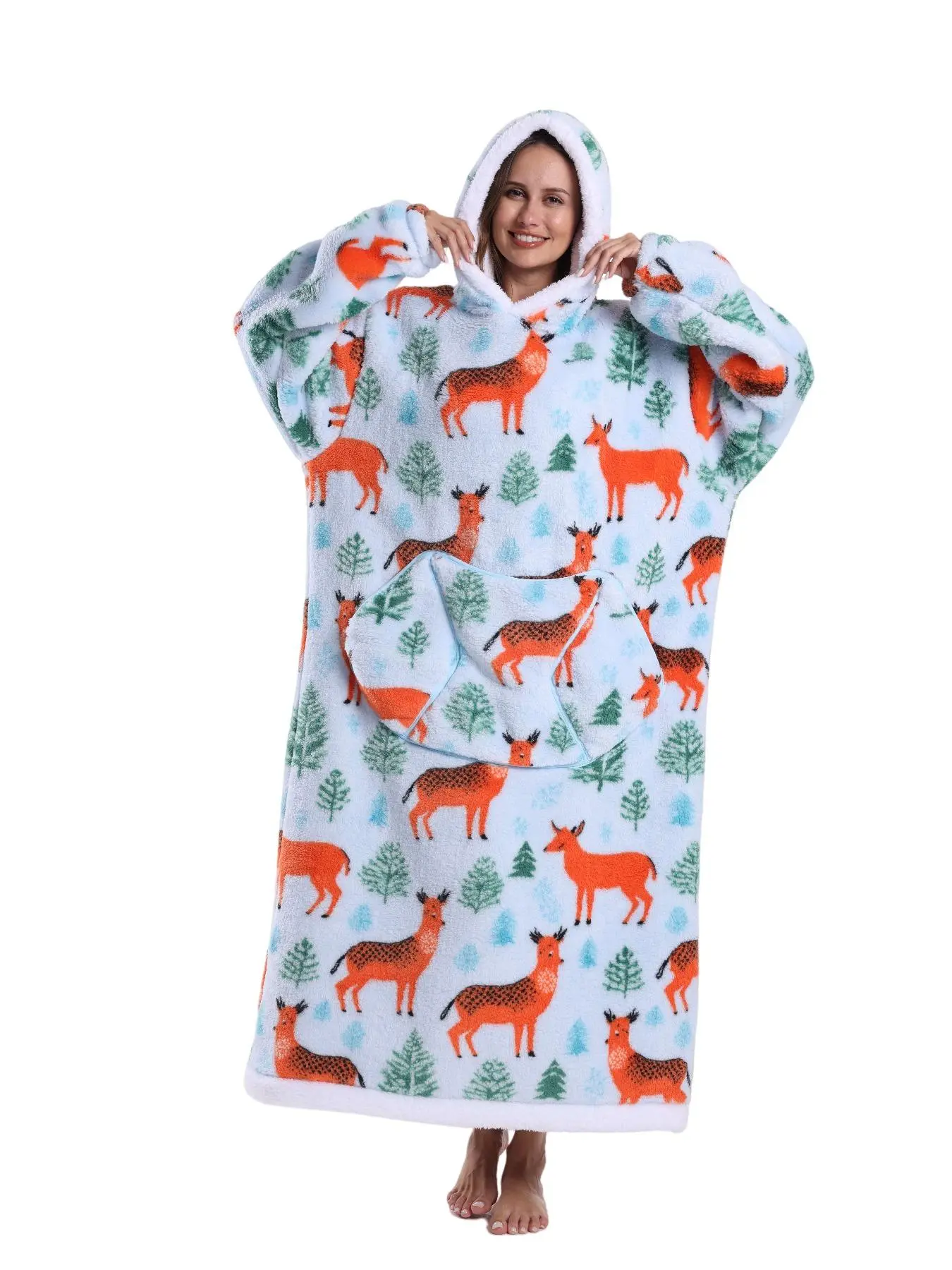Oversized Hoodie Wearable Blanket, Super Soft Warm Comfortable Giant Wearable Blanket for Women Men Adults with big Pocket