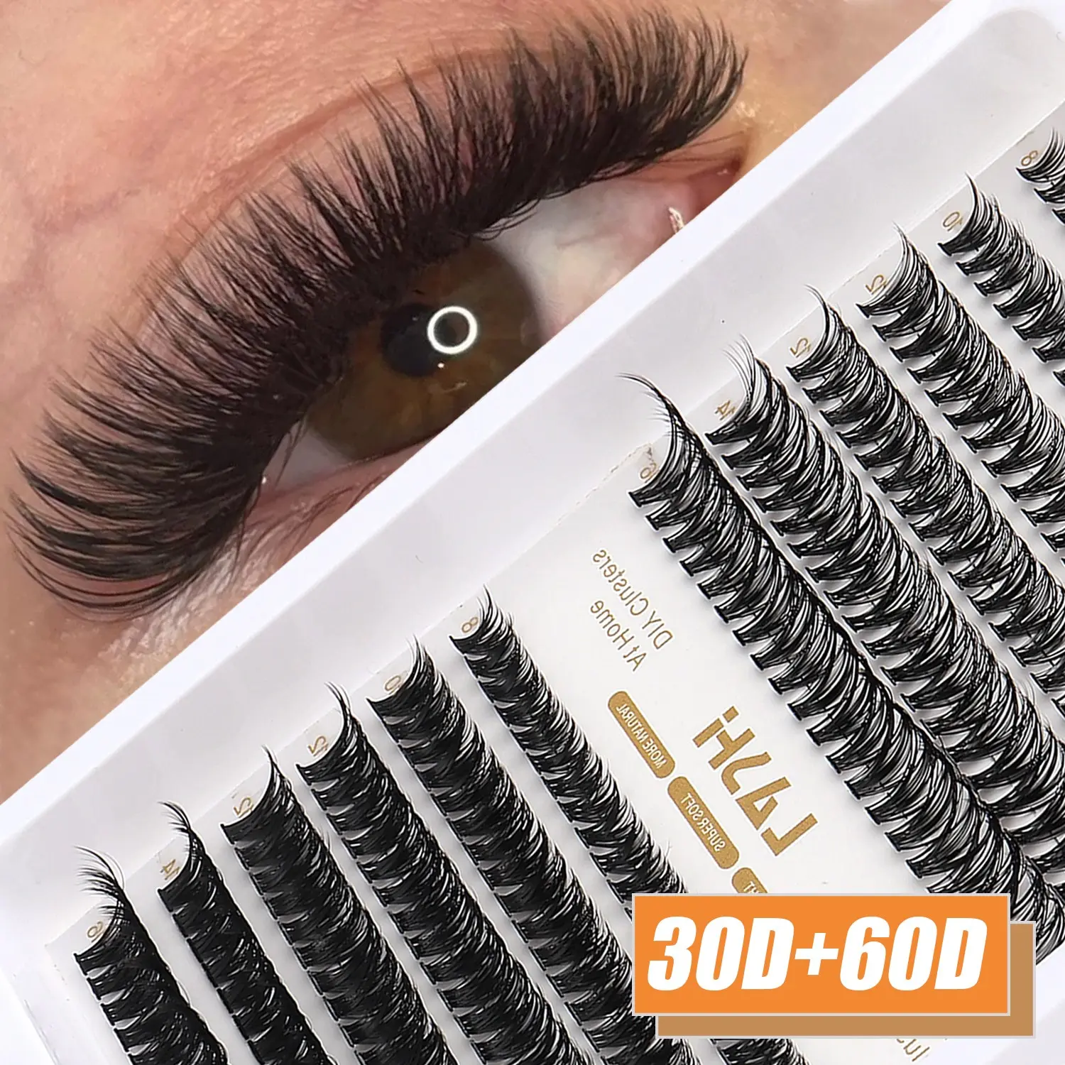 240 Pcs DIY False Eyelashes Extensions, 30D & 60D Curl Cluster Lashes, 5 Lengths (8-16mm), Soft Synthetic Fiber, Reusable, Perfect Gift for Women